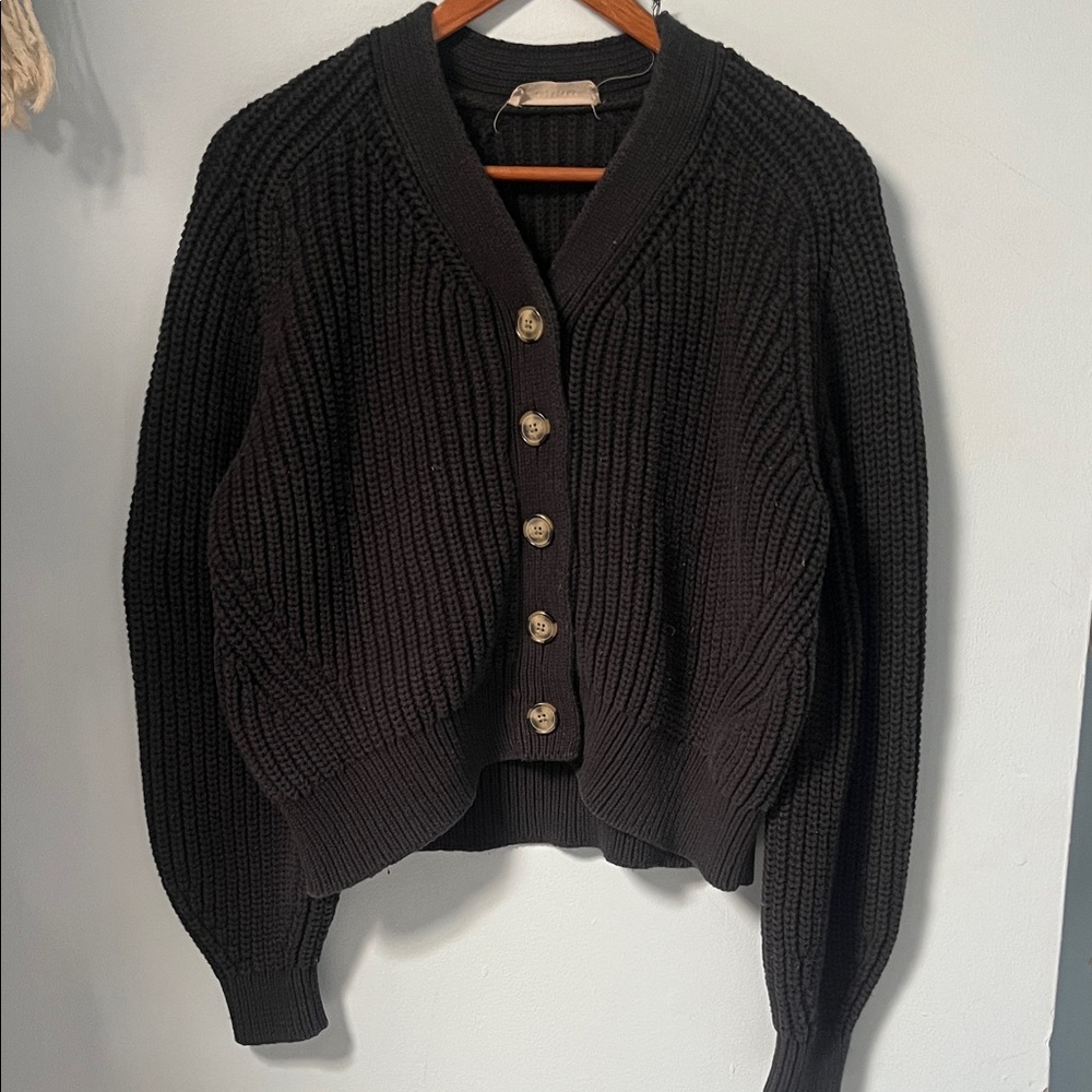 Black Everlabe Chunky Rib Cardigan Sweater | L